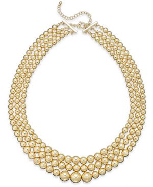 Charter Club Gold-Tone Three-Row Graduated Necklace